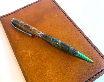 Hand Turned Fancy Slimline Style Pen with Stabilized Wood barrels
