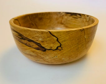 Small spalted hackberry bowl with blue dyed highlight