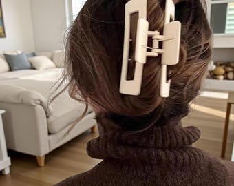 Juego de 4 pinzas para el pelo neutras, pinzas antideslizantes tipo cangrejo en color café y negro, accesorios minimalistas mate para mujeres y niñas.