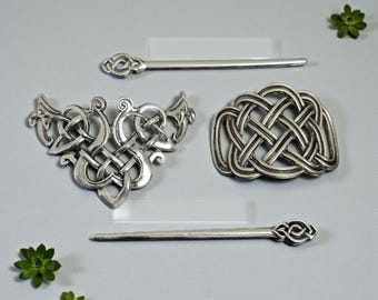 2 juegos de pinzas para el pelo con diseño de amor celta vikingo, accesorios para el pelo de fiesta de estilo nórdico retro, regalo romántico para San Valentín.