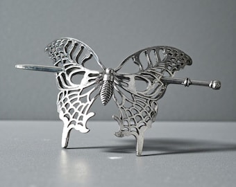 Horquilla de mariposa gótica nórdica, accesorio de tiara con pinza de metal, joyería vintage para mujeres y niñas.