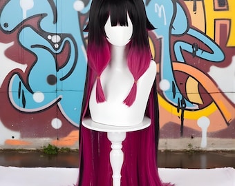 Peluca de cosplay de alta calidad inspirada en la fantasía de Columbina, cabello sintético largo y ondulado resistente al calor con reborde, peluca de disfraz para mujer.