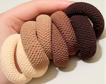 Paquete de 5/10 coleteros gruesos, gomas para el pelo de alta elasticidad (colores aleatorios), suaves, delicadas con el cabello, sencillas y para mujeres y niñas.