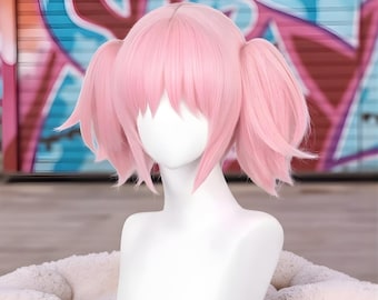 Peluca de cosplay rosa inspirada en Madoka Kaname, 30 cm, pelo sintético corto resistente al calor para disfraces de anime y juegos de rol.