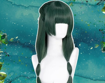 Maomao Cosplay Wig Heat Resistant Synthetic, Black Green Anime Wig with Wig Cap, Apothecary Diaries Cosplay Hair
