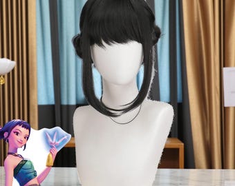 Peluca de cosplay Kpop inspirada en Zoey Demon Hunters, cabello sintético resistente al calor para mujer, disfraz de carnaval y accesorio de juego de rol.