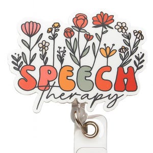 Floral Speech Therapy Badge Reel