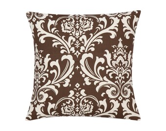 BROWN Pillow Cover.Decorator Pillow Cover.Home Decor.Large Print.DAMASK.Cushions. Cushion.Pillow. Premier Prints