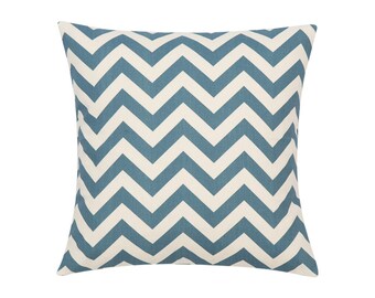 BLUE Pillow Cover.Decorator Pillow Cover.Home Decor.Large Print.CHEVRON.Cushions. Cushion.Pillow. Premier Prints
