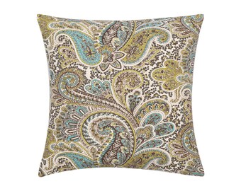 BROWN Pillow Cover.Decorator Pillow Cover.Home Decor.Large Print.PAISLEY.Cushions. Cushion.Pillow. Premier Prints