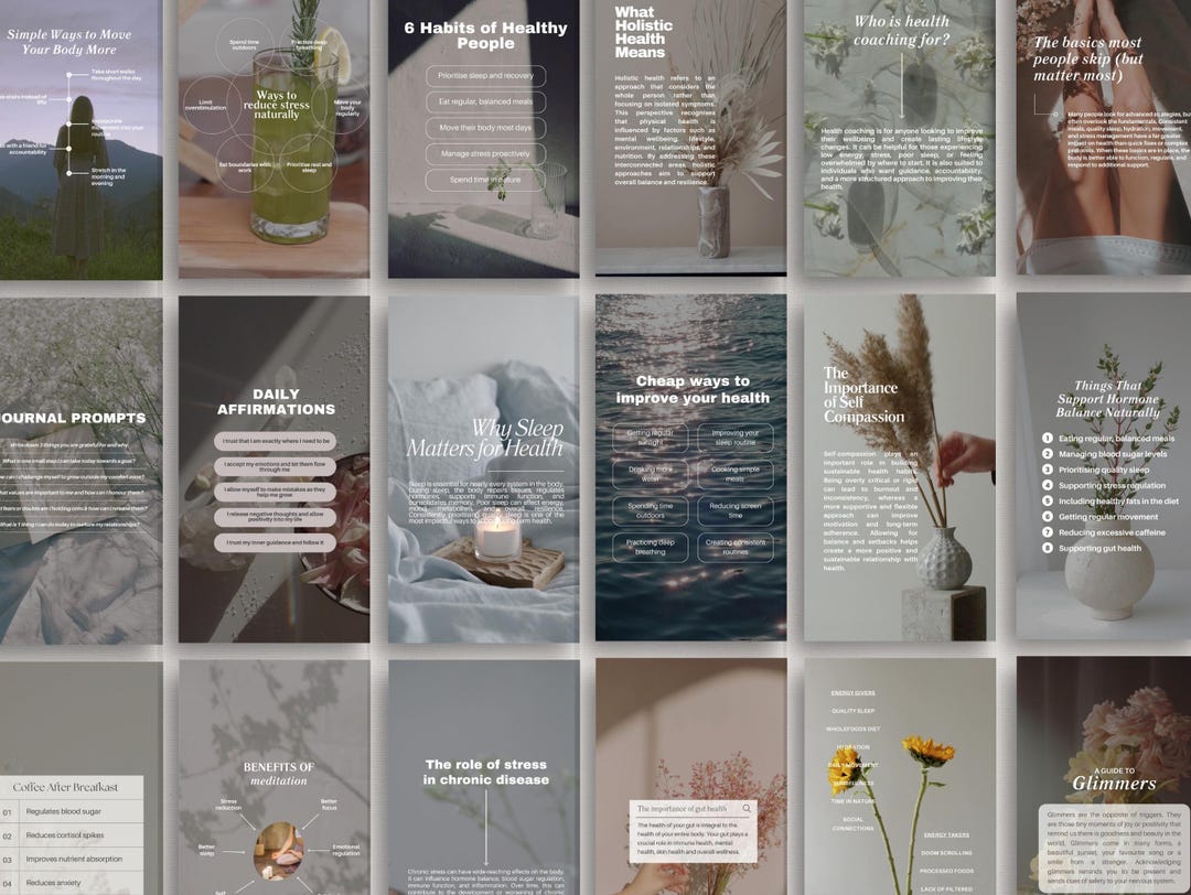 Wellness Coach Instagram Reel Canva Templates - 50 Reels - Etsy