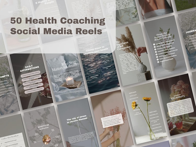 Wellness Coach Instagram Reel Canva Templates - 50 Reels - Etsy