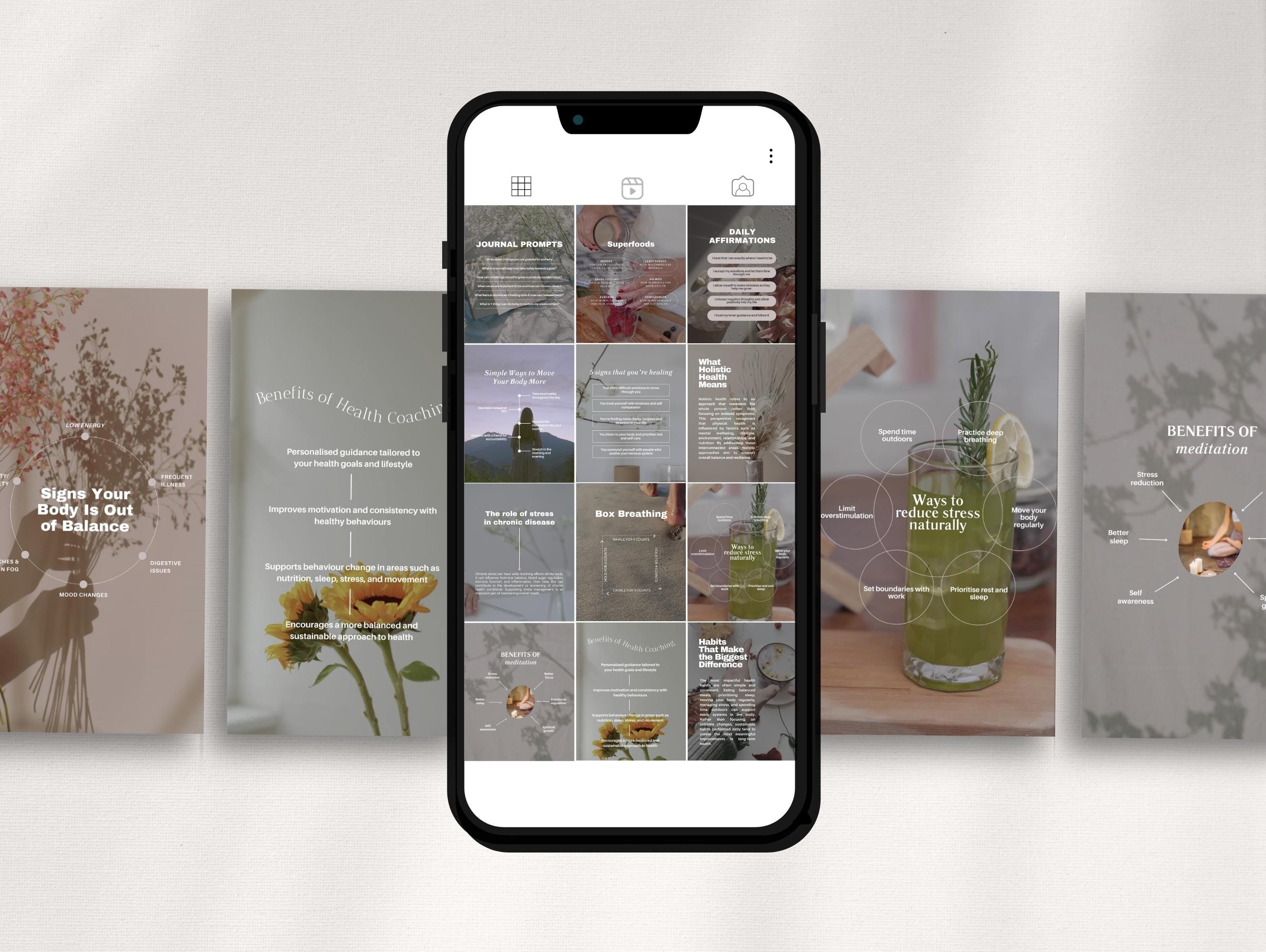 Wellness Coach Instagram Reel Canva Templates - 50 Reels - Etsy