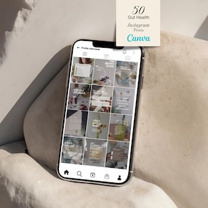 Social-Media-Vorlagen zum Thema Darmgesundheit (Canva) – 50 Beiträge