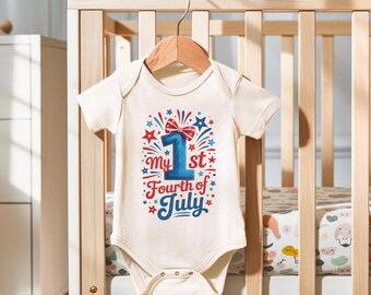 My First 4th of July Baby Onesie, Patriotic USA Baby Bodysuit, Independence Day Baby Outfit, Cute Americana Newborn Gift, Red White Blue