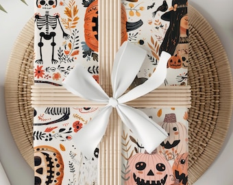 Whimsical Halloween Wrapping Paper, Spooky Party Gift Wrap