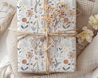 Wildblumen Geschenkpapier, Boho Blumenmuster Geschenkpapier, elegantes Geschenkpapier, klassische Geschenkverpackung, Wildblumen, elegante Geschenkverpackung