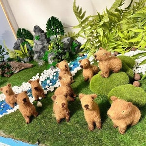 Felt Capybara Family: 2-Inch Needle Felted Animal Figurine