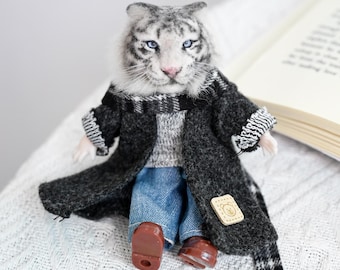 Ball-Jointed Doll (BJD) Baby Tiger Figurine | Handmade animal doll | Christmas Xmas Thanksgiving Gift, Father's Day gift