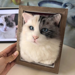 引越し様 猫 額縁入り羊毛フェルト オーダー額縁羊毛フェルト - NEKO