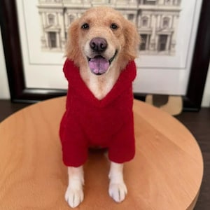 Naaldvilten Golden Retriever-sculptuur: aangepast portret portret hond