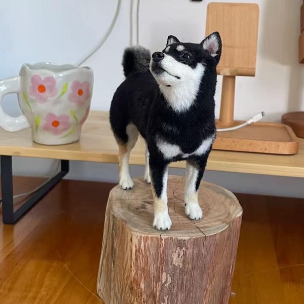 Custom Needle Felted Dog Memorial Sculpture: Personalized Pet Portrait, Father's Day gift