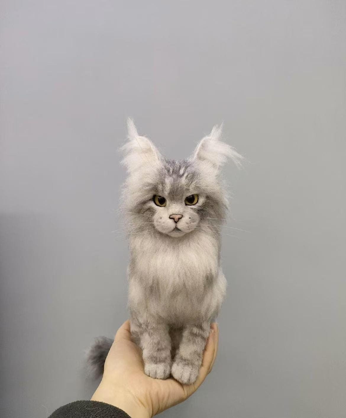Maine Coon Custom Felt Pet Replica Cat Plush,Neede Felted Cat Sculpture,3D Wool Felting Cat Portrait,Realistic Cat Loss Memorial Gift