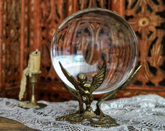 BRASS ANGEL STAND For 150mm Metaphysical Fortune Teller Ball Elegant Display