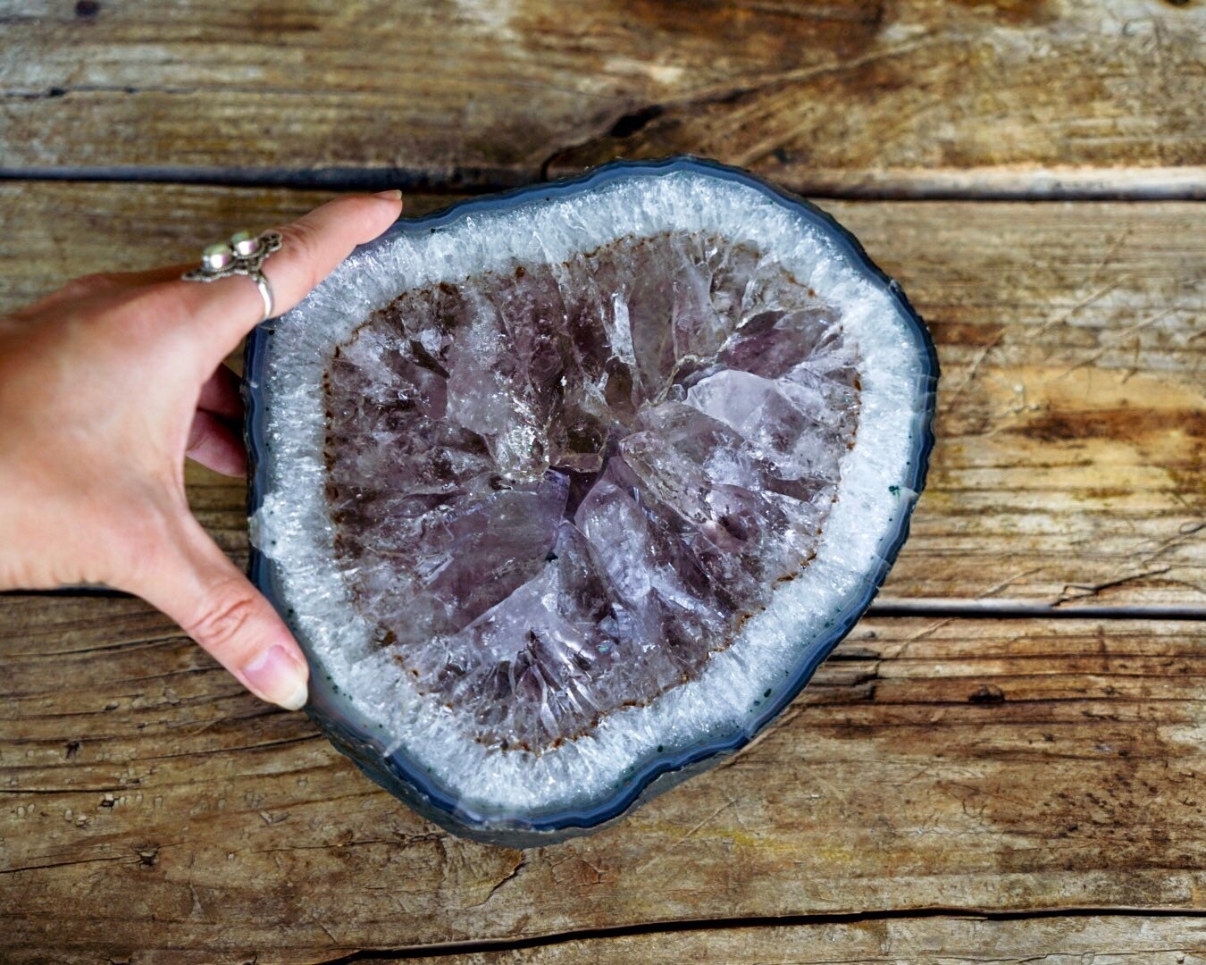 Agate Geode Slice Druzy Amethyst 58