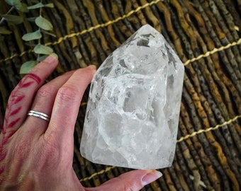 RAINBOW QUARTZ FIRE & Ice Crackle Point Tower Crystal Energy Enhancing Metaphysical 120