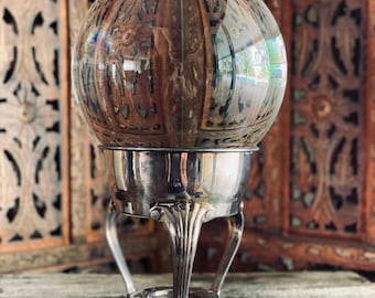 Vintage Crystal Ball Stand • Silver Footed Display Base • Ornate Sphere Holder for Gazing Balls, Altars, Witchcraft Decor