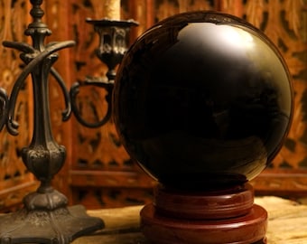 BLACK OBSIDIAN SPHERE 200mm 150mm 80mm Gazing Sphere Orb Magic Scrying 8" 6” Inch Mineral Metaphysical Fortune Teller Ball