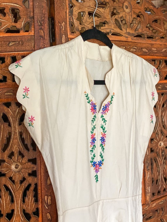 en creme embroidered dress Creme Embroidered Shift Mini Dress main image 1