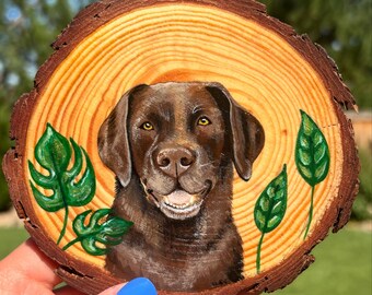 Hand Painted Chocolate Lab Coaster