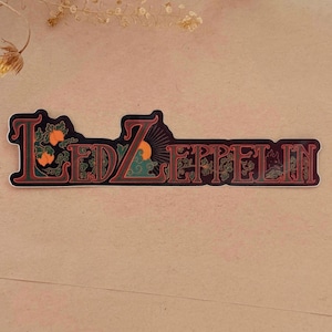 Sticker bande Led Zeppelin, inspiré de l'Art nouveau, cadeau pour mélomane pour voiture, ordinateur portable, bouteille d'eau, journal, etc.