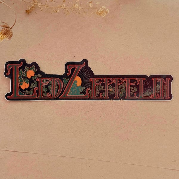 Adhesivo de Led Zeppelin, estilo Art Nouveau, resistente al agua