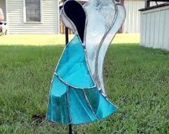 Turquoise Angel CUSTOM Stained Glass Suncatcher, Christmas Gift, Memorial, Gift For Her/Him, Spiritual   Religious