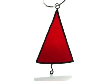 Red Glass Miniature Christmas Tree Ornament, Suncatcher, Stained Glass Suncatcher, Holiday Gift Idea, Window Hanging, Stocking Stuffer