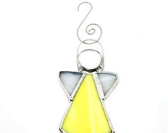 Stained Glass Angel Miniature Christmas Tree Ornament/Suncatcher/Tiffany Angel Hanging/Handmade Christmas Angel/Gift for Him/Her