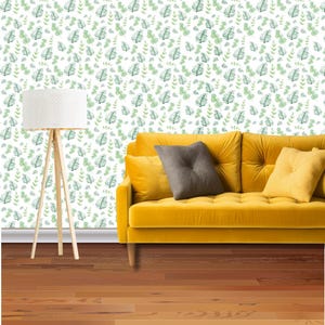 Motivo a foglie verdi senza soluzione di continuità ad acquerello – Carta da parati con motivo a foglie per l'arredamento della casa, carta da parati naturale, motivo artistico a foglie