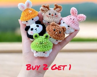 Handmade Crochet Cute Mushroom Keychain, Mushroom Wear Hat Keychain, Crochet Animal Keychain,   Buy 2 Get 1, Cute Keychain,