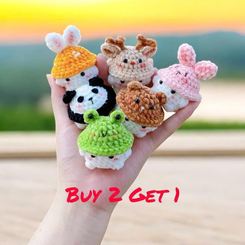 Handmade Crochet Cute Mushroom Keychain, Mushroom Wear Hat Keychain, Crochet Animal Keychain,   Buy 2 Get 1, Cute Keychain,