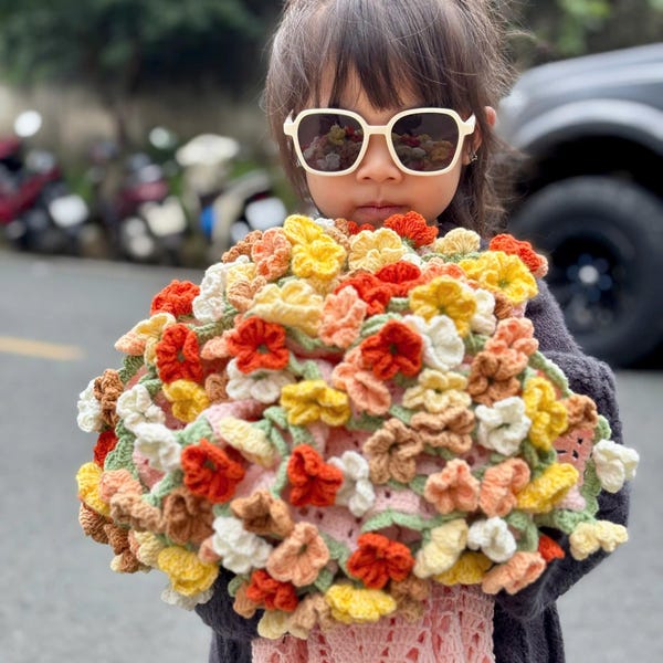 Crochet Flower Bouquet Blanket, Handmade Crochet Mix Flower Bouquet Blanket, Wedding Gift, Soft Blanket, Crochet Blanket, Christmas Gifts