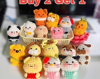 Cute Crochet Animal Keychains, Handmade Amigurumi Plush Bag Charms, Tiny Stuffed Animal Gifts, Friend Gift, Crochet Keychain, Christmas Gift