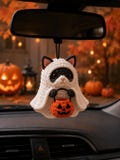 Crochet Ghost Cat with Pumpkin Basket \u2013 Cute Halloween Amigurumi Plush, Trick or Treat Home Decor, Halloween Decor, Handmade Cat Lover Gift product logo