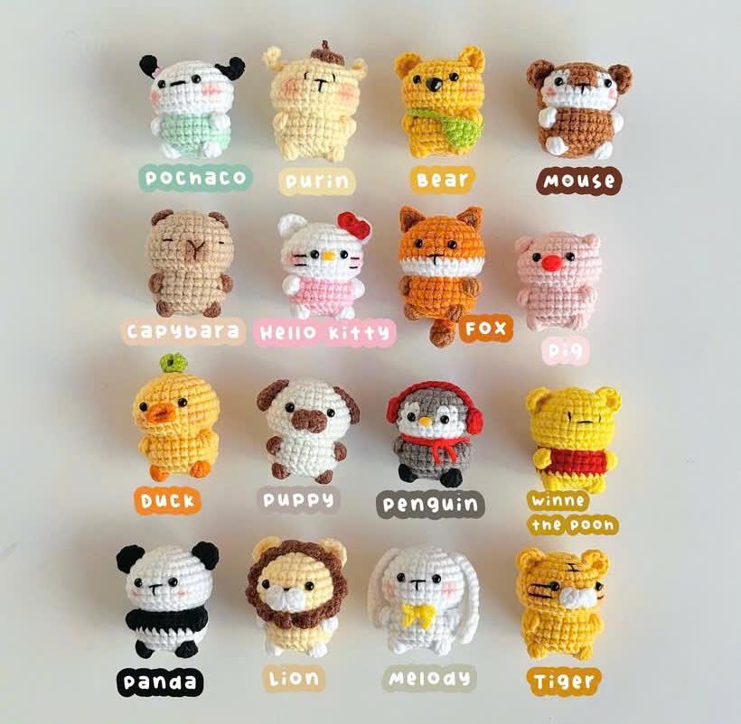 Cute Crochet Animal Keychains, Handmade Amigurumi Plush Bag Charms ...