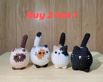 かぎ針編みのかわいい猫のキーホルダー、2個買うと1個無料、手作りの