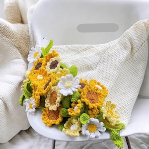 Crochet Flower Bouquet Blanket, Handmade Crochet Rose Bouquet Blanket, Soft Blanket, Wedding Gift, Gift For Her, Mother’s Day Gift