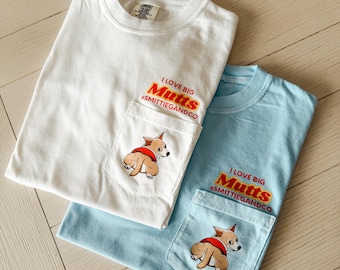 I Love Big Mutts Pocket Tee – Smittie Rescue Dog Shirt, Dog Lover Apparel