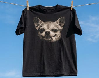 Smoking Chihuahua Shirt, Funny Dog Shirt, Vintage Grunge Dog Graphic Tee, Meme Dog Shirt, Comfort Colors T-Shirt, Gift for Dog Lovers